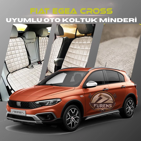 Fiat Egea Cross Bej Renk Tay Tüyü Cepli & Terletmez Sırtlı Oto Koltuk Minder Seti - Koltuk Koruma Kılıfı (ÖN & ARKA TAM SET) ürün görseli 1