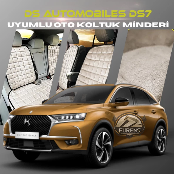 Ds Automobiles Ds7 Bej Renk Tay Tüyü Cepli & Terletmez Sırtlı Oto Koltuk Minder Seti - Koltuk Koruma Kılıfı (ÖN & ARKA TAM SET)