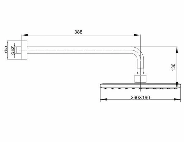 Ar Lucia Tepe Duş Başlığı Duvardan Borulu (260x190 mm) 103545060Ar Lucia Tepe Duş Başlığı Duvardan Borulu (260x190 mm) 103545060 - 2