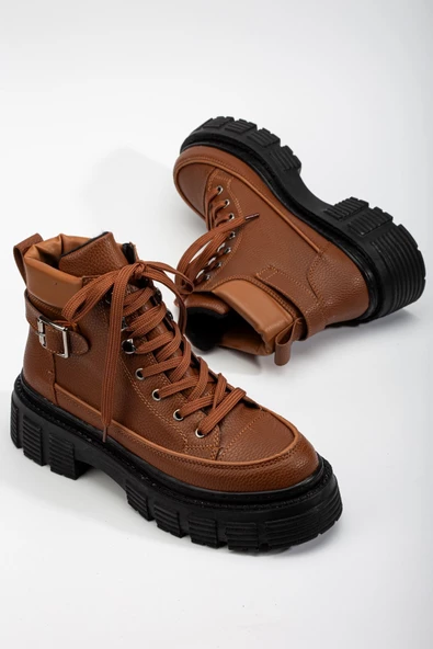 Silfa Kahve Toka Detay Bağcıklı Kadın Bot - Resim 2