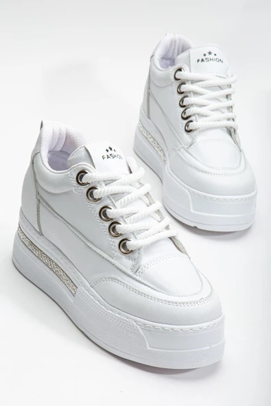 Kadın Beyaz Gizli Topuk Sneaker - 2