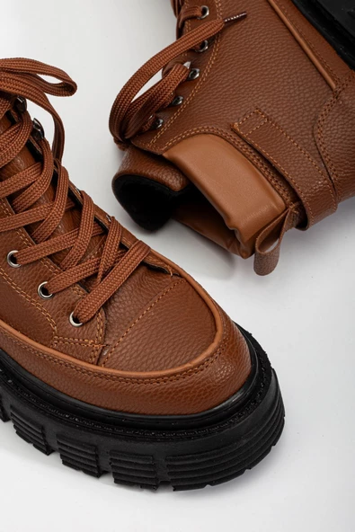 Silfa Kahve Toka Detay Bağcıklı Kadın Bot - Resim 3