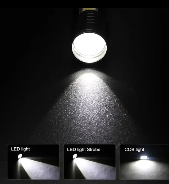 Wuben Wb-017 Zoomlu Şarjlı Cob Led Güçlü El Feneri - Resim 6
