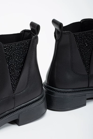 Lita Kadın Siyah Cilt Su Geçirmez Kaymaz Taban Kışlık Bot - Resim 3