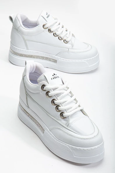Kadın Beyaz Gizli Topuk Sneaker - 3