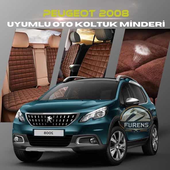Peugeot 2008 Kahverengi Renk Tay Tüyü Cepli & Terletmez Sırtlı Oto Koltuk Minder Seti - Koltuk Koruma Kılıfı (ÖN & ARKA TAM SET) ürün görseli 1