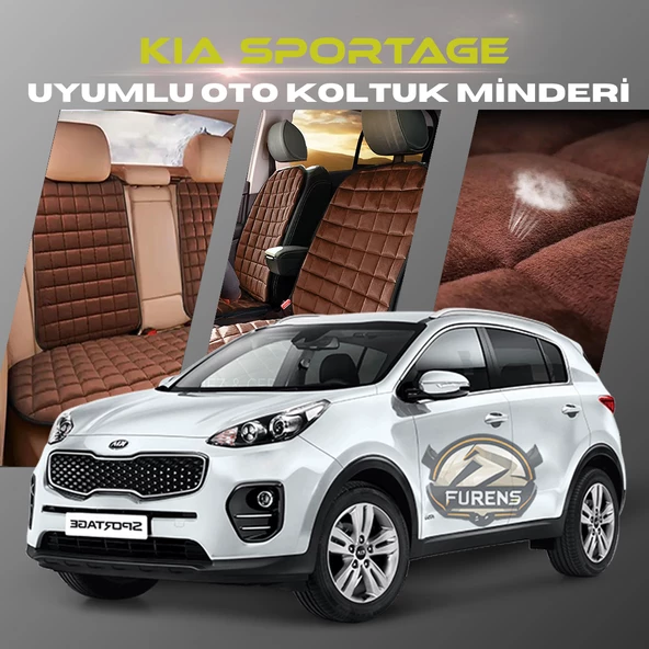 Kia Sportage Kahverengi Renk Tay Tüyü Cepli & Terletmez Sırtlı Oto Koltuk Minder Seti - Koltuk Koruma Kılıfı (ÖN & ARKA TAM SET)