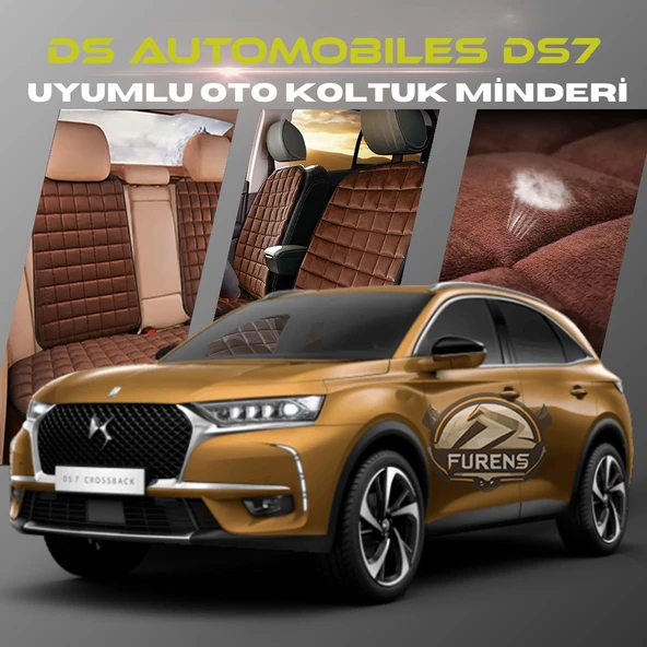 Ds Automobiles DS7 Kahverengi Renk Tay Tüyü Cepli & Terletmez Sırtlı Oto Koltuk Minder Seti - Koltuk Koruma Kılıfı (ÖN & ARKA TAM SET)