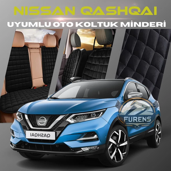 Nissan Qashqai Siyah Renk Tay Tüyü Cepli & Terletmez Sırtlı Oto Koltuk Minder Seti - Koltuk Koruma Kılıfı (ÖN & ARKA TAM SET) ürün görseli 1