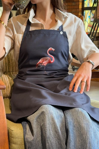 Renkli Stylish Atölye Önlüğü - Flamingo - Resim 4