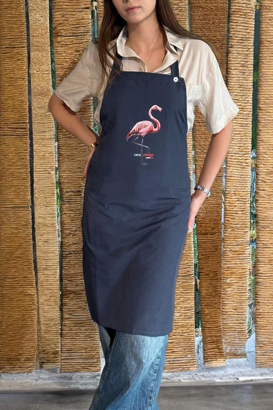 Renkli Stylish Atölye Önlüğü - Flamingo - Resim 2