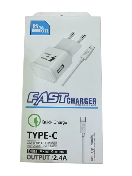 Type-c şarj cihazı TYPE-C 2.4 şarj kablosu ve usb li adaptör