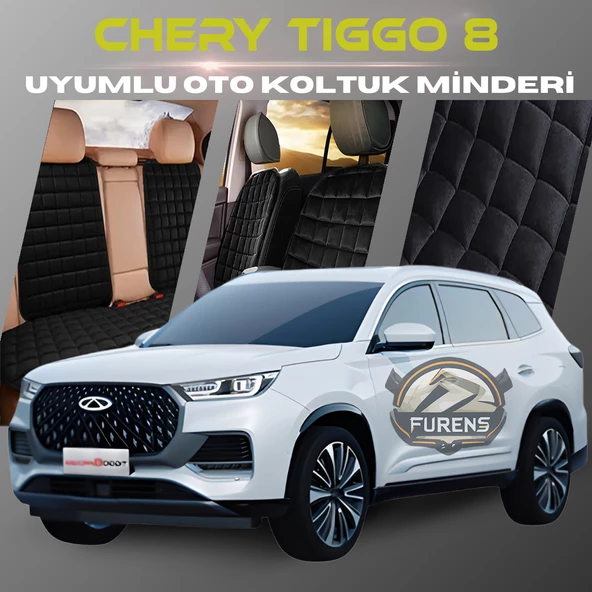 Chery Tiggo 8 Siyah Renk Tay Tüyü Cepli & Terletmez Sırtlı Oto Koltuk Minder Seti - Koltuk Koruma Kılıfı (ÖN & ARKA TAM SET) ürün görseli 1