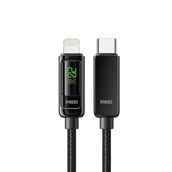 Ultimate Upd4160l 20w Lcd Ekranlı Hasır Örgü Ve Güçlendirilmiş Metal Başlıklı Type-c To Lightning Hızlı Şarj Ve Data Kab