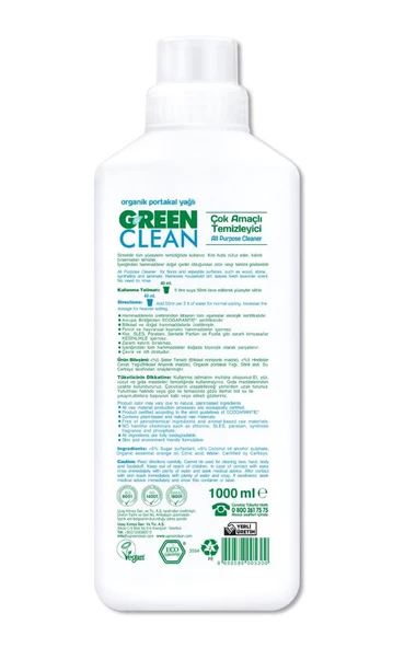 Nessiworld  Green Clean Bitkisel Çok Amaçlı Temizleyici 1000 ml ürün görseli 1