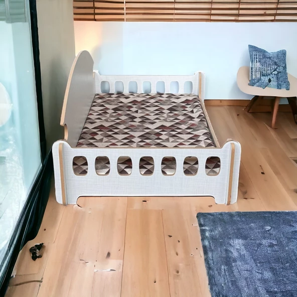 ED PET DİZAYN Pd Taht Kedi Köpek Yatağı Ergonomik 40x70 Cm Coton ,yıkanabilir Duck Kumaş Minderi Ile Beraber - 4