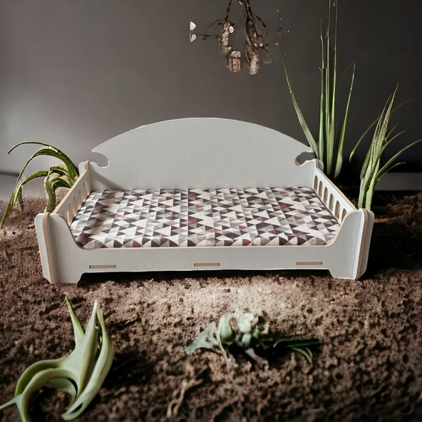 ED PET DİZAYN Pd Taht Kedi Köpek Yatağı Ergonomik 40x70 Cm Coton ,yıkanabilir Duck Kumaş Minderi Ile Beraber