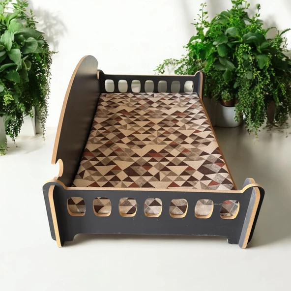 ED PET DİZAYN Pd Taht Kedi Köpek Yatağı Ergonomik 40X70 Cm Antrasit ,yıkanabilir Duck Kumaş Minderi Ile Beraber - 2
