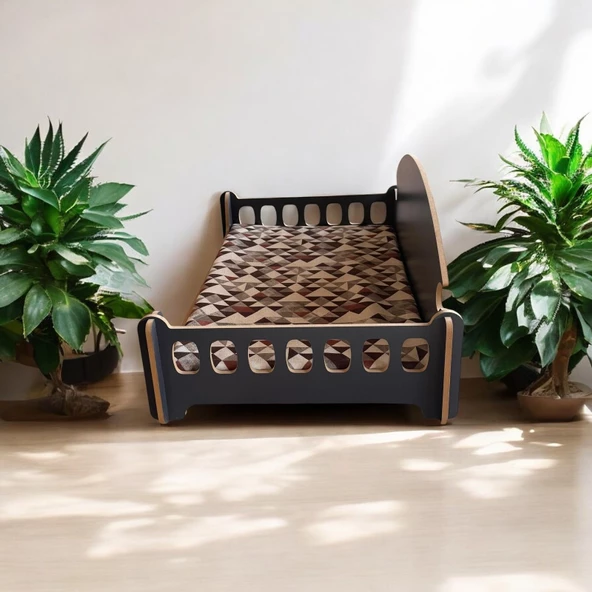 ED PET DİZAYN Pd Taht Kedi Köpek Yatağı Ergonomik 40X70 Cm Antrasit ,yıkanabilir Duck Kumaş Minderi Ile Beraber - 3