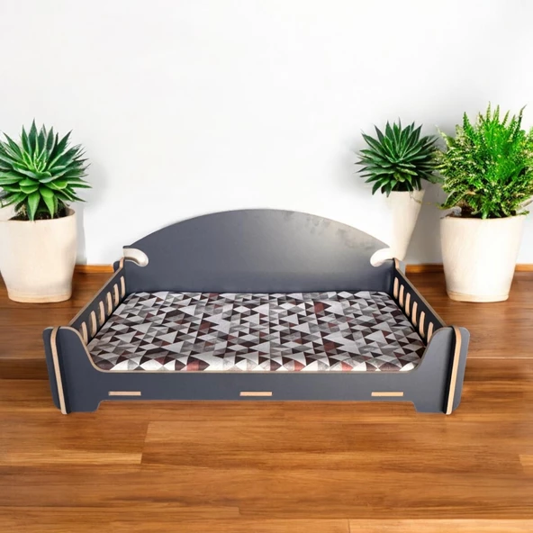 ED PET DİZAYN Pd Taht Kedi Köpek Yatağı Ergonomik 40X70 Cm Antrasit ,yıkanabilir Duck Kumaş Minderi Ile Beraber