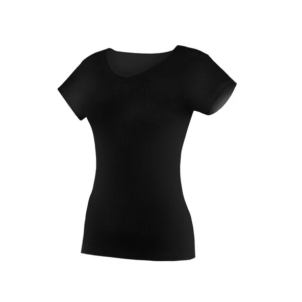 3 Adet Yıldız Bayan Likralı V Yaka Kısa Kollu T-Shirt Fanila 2371