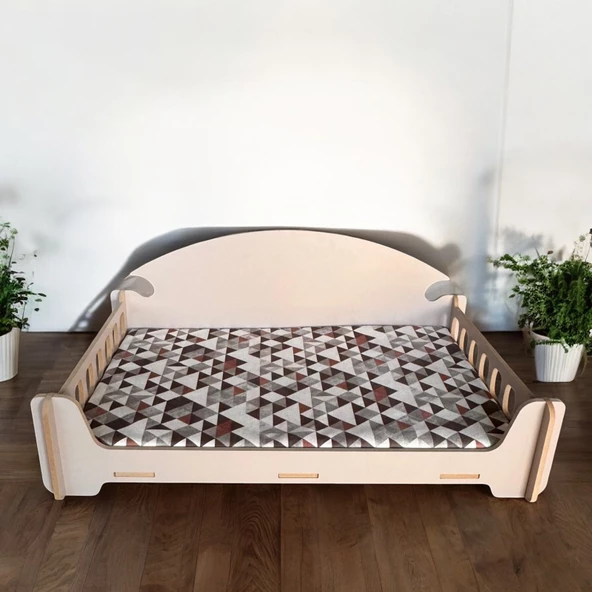 ED PET DİZAYN Pd Taht Kedi Köpek Yatağı Ergonomik 40x70 Cm Latte ,yıkanabilir Duck Kumaş Minderi Ile Beraber