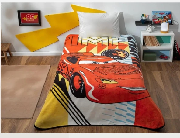 Kristal by Taç Lisanslı Tek Kişilik Çocuk Battaniye (160x220)-Şimşek Mcqueen Cars Timeless