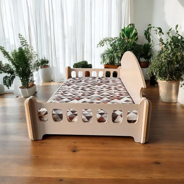 ED PET DİZAYN Pd Taht Kedi Köpek Yatağı Ergonomik 40x70 Cm Latte ,yıkanabilir Duck Kumaş Minderi Ile Beraber - 2