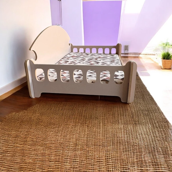 ED PET DİZAYN Pd Taht Kedi Köpek Yatağı Ergonomik 40x70 Cm Latte ,yıkanabilir Duck Kumaş Minderi Ile Beraber - 3