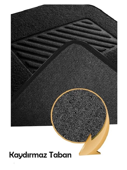 Kalın Dokuma Kaydırmaz Taban Biyeli Oto Halı Paspas 1takım 4prç. - Resim 7