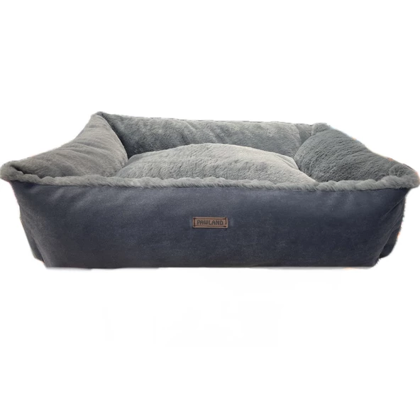 Pawland Tavşan Tüyü Peluş Kedi Yatağı Küçük Irk Köpek Yatağı Füme 60 x 45 cm - 4