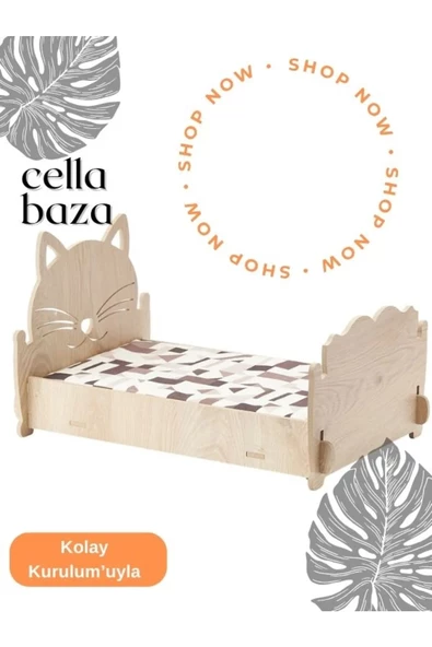 ED PET DİZAYNCella Baza 30x50 Kedi Köpek Yatağı Ravoli renk, Yıkanabilir Duck Kumaş Minderi Ile Beraber