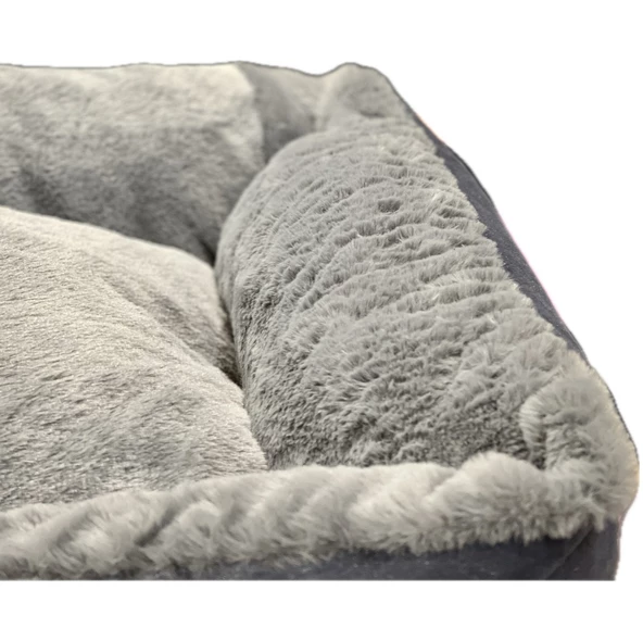 Pawland Tavşan Tüyü Peluş Kedi Yatağı Küçük Irk Köpek Yatağı Füme 60 x 45 cm - 2