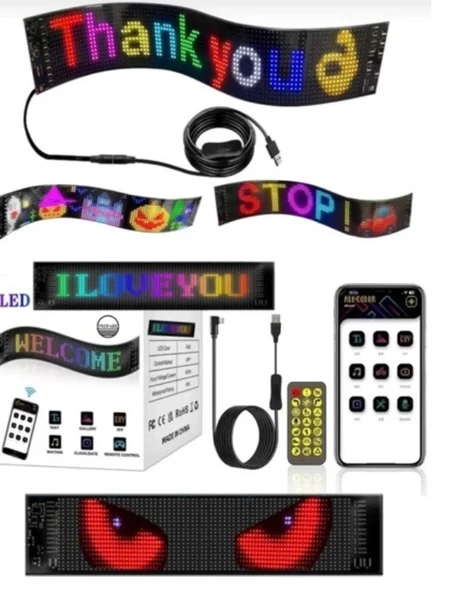 LED Matris Piksel Panel Işık Uygulaması Uzaktan Kumanda Kaydırma Reklam Animasyon Programlanabilir Araba Kamyon Gözler LED Ekran UZUNLUK 60 CM - 5