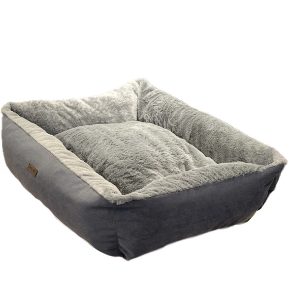 Pawland Tavşan Tüyü Peluş Kedi Yatağı Küçük Irk Köpek Yatağı Füme 60 x 45 cm