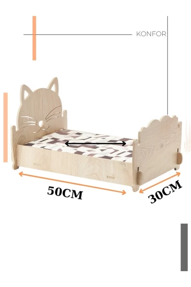 ED PET DİZAYNCella Baza 30x50 Kedi Köpek Yatağı Ravoli renk, Yıkanabilir Duck Kumaş Minderi Ile Beraber - 2