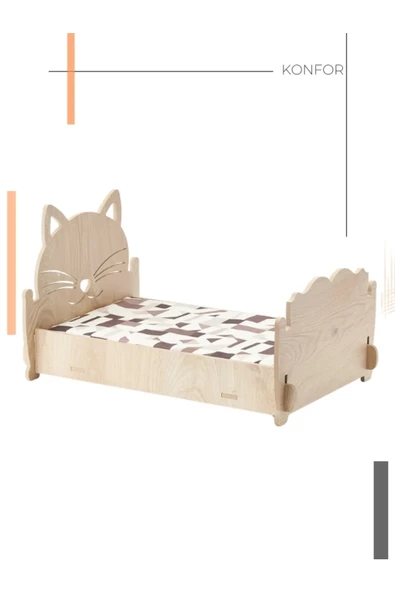 ED PET DİZAYNCella Baza 30x50 Kedi Köpek Yatağı Ravoli renk, Yıkanabilir Duck Kumaş Minderi Ile Beraber - 3