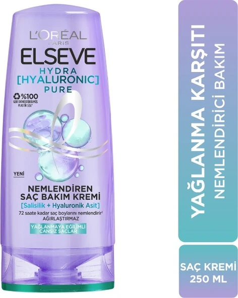 Elseve Hydra [Hyaluronic] Pure Salisilik Asit içeren Yağlanma Karşıtı Nemlendirici Saç Kremi 250ml