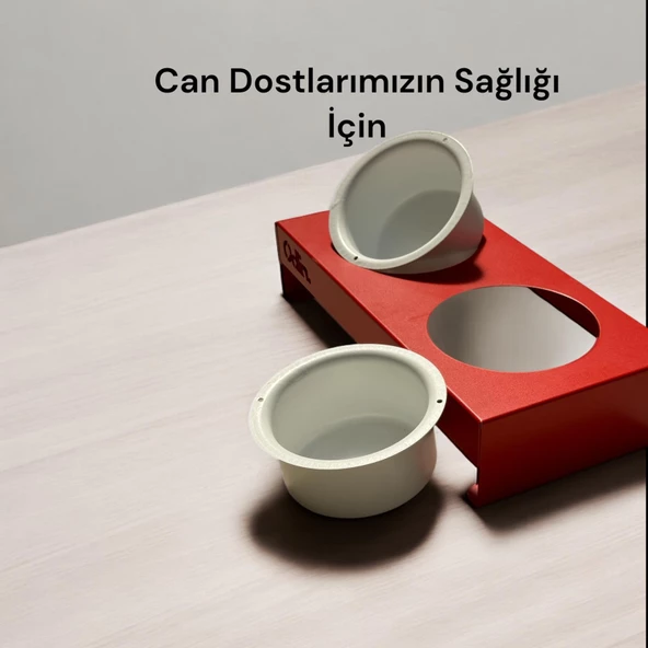 ED PET DİZAYN Mama ve Su Kabı Kırmızı. 1 mm Galvaniz Saç , Bulaşık Makinasında Yıkanabilir. - 3