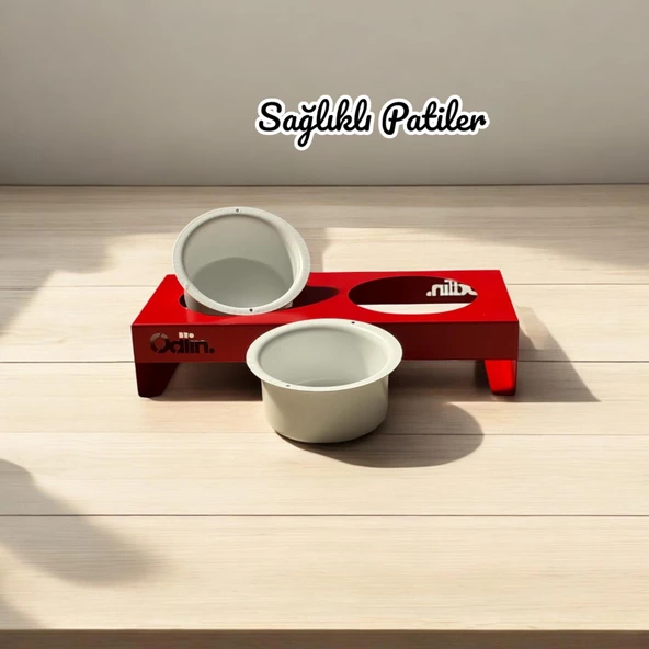 ED PET DİZAYN Mama ve Su Kabı Kırmızı. 1 mm Galvaniz Saç , Bulaşık Makinasında Yıkanabilir.