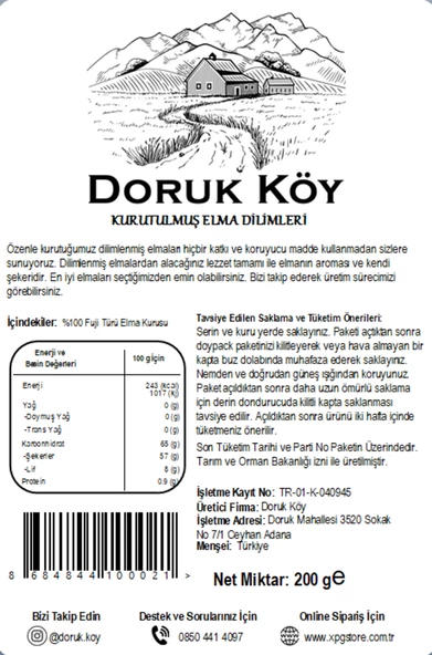 Doruk Köy 200 gr Kurutulmuş Elma Dilimleri - 2