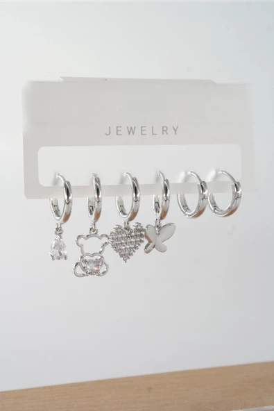 Kadın Vip Seri  Antialerjik Baget Zirkon Taşlı 6'lı Küpe ürün görseli