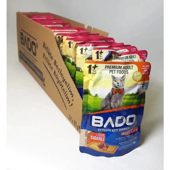 Bado Yetişkin Ciğerli Kedi pouch 85 gr 24 adet