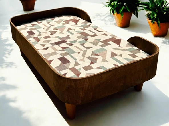 ED PET DİZAYN Barcelona 40x70 Kedi Köpek Yatağı Ceviz. Şık Tasarım Rahat Minderi Ile Beraber - 4