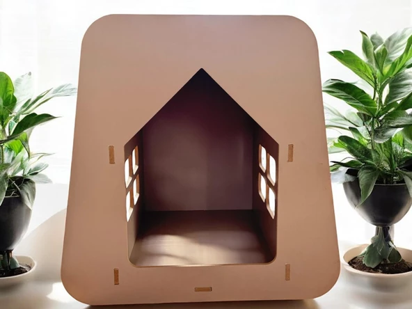 ED PET DİZAYN Caramel 30x50 Kedi Köpek Evi , Latte Renk ,Yıkanabilir Kumaş Minderi Ile Beraber - 2