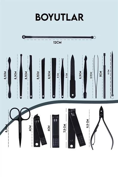 17 Parça  Profesyonel Manikür Seti - Resim 6