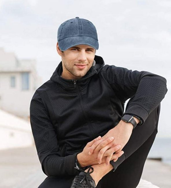 Perlotus Pamuklu Eskitme 3lü Şapka Kombini Bordo Siyah Lacivert - 8