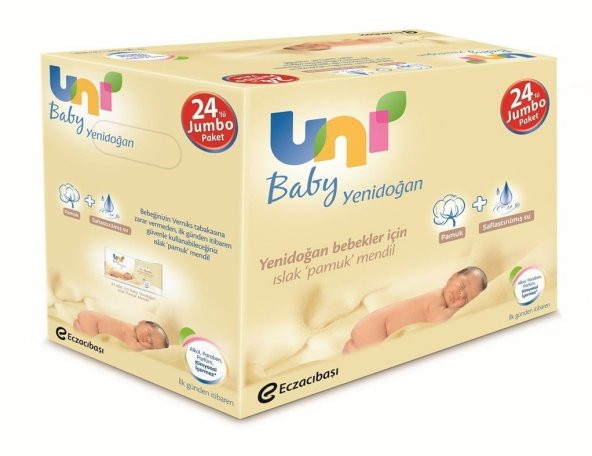Uni Baby Yenidoğan Islak Pamuk Mendil 24lü Fırsat Paketi / 960 Yaprak