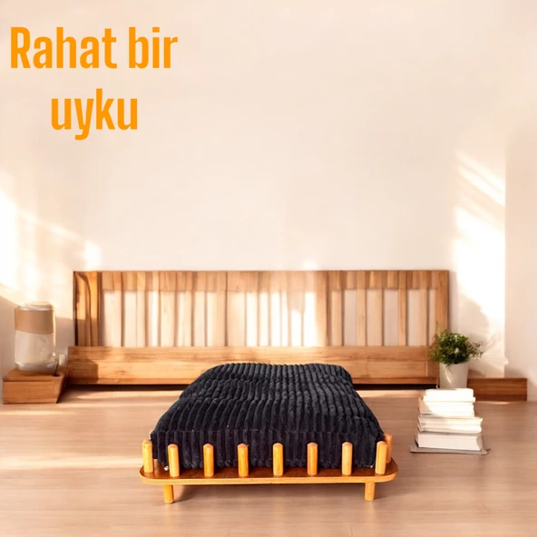 ED PET DİZAYN Marbella Köpek Yatağı Ceviz 70x100 cm. Şık Tasarım , Kontroplak ve Gürgen ağaç uyumu - 2