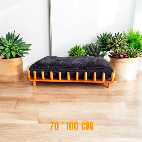 ED PET DİZAYN Marbella Köpek Yatağı Ceviz 70x100 cm. Şık Tasarım , Kontroplak ve Gürgen ağaç uyumu - 3